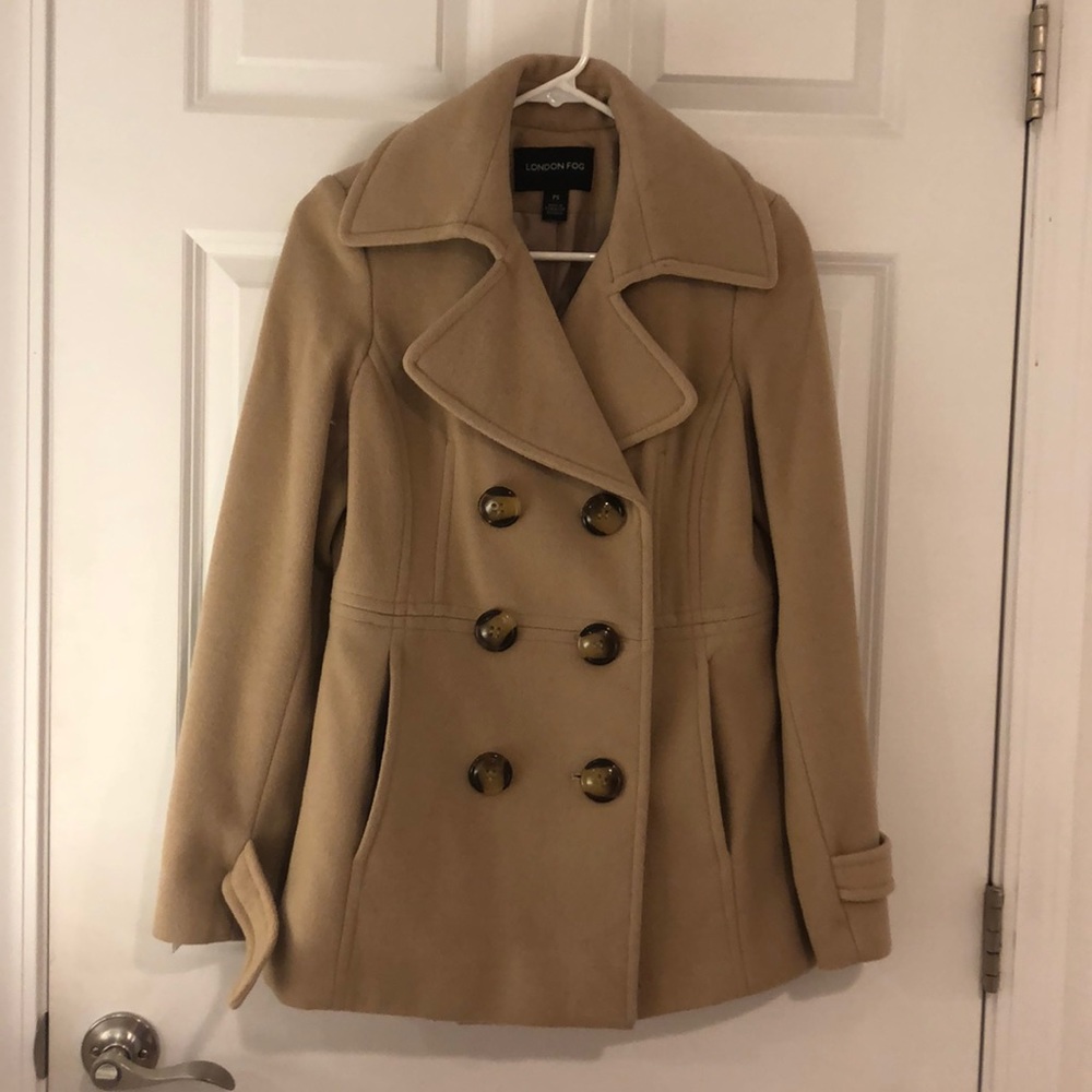 London Fog winter wool pea jacket tan